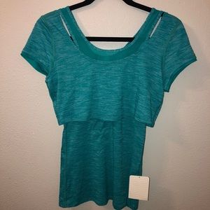 Lululemon Sweat Bound Tee teal Sz 4 NWT